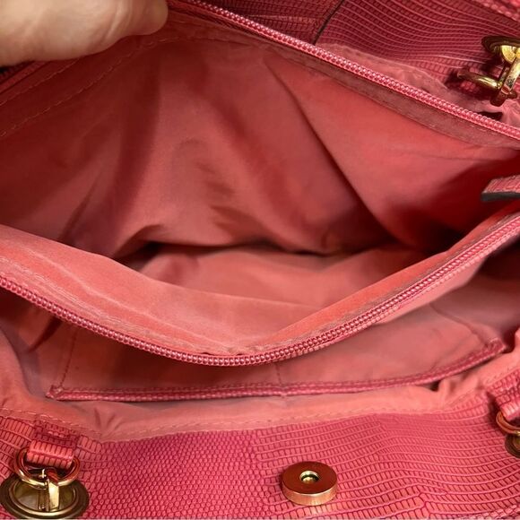 Liz Claiborne Purse Tote Pink Mauve Gold-tone Hardware 2 Handles - Picture 13 of 17